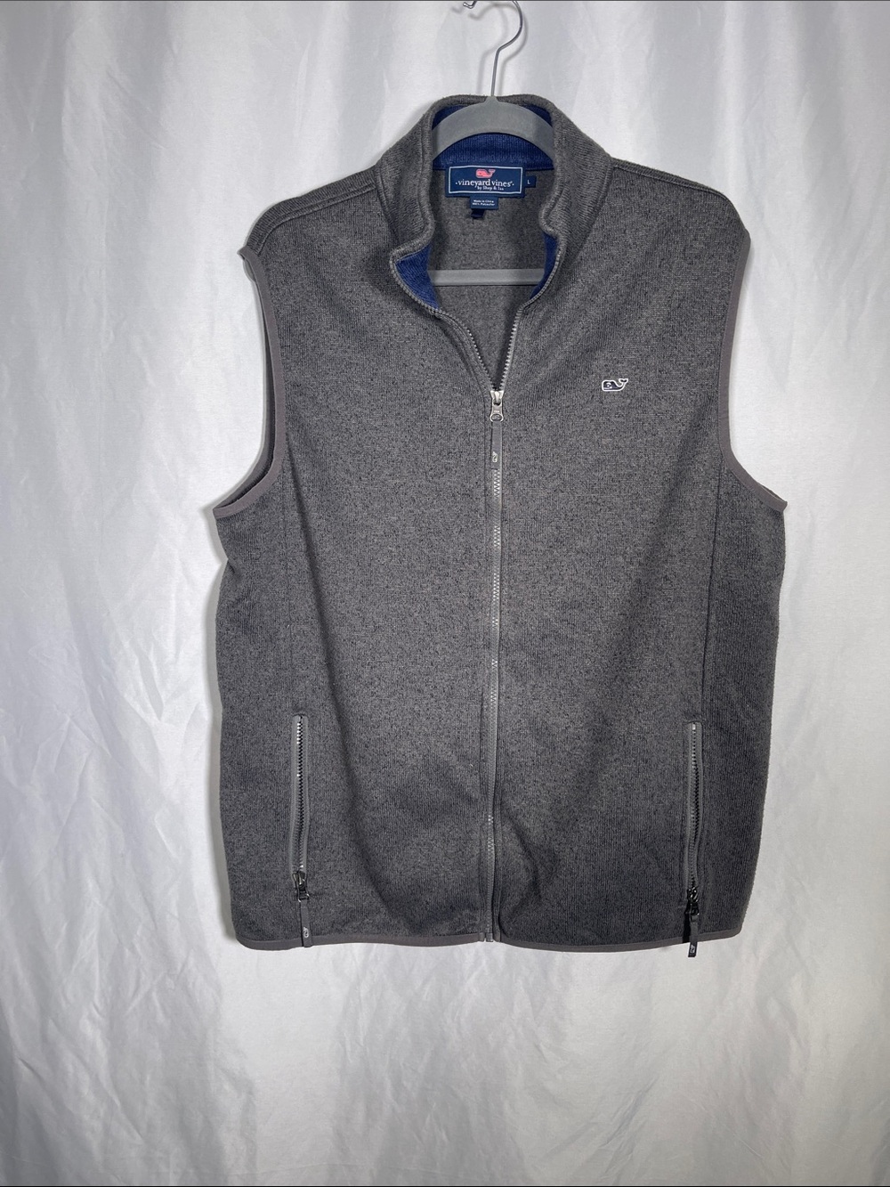 VINEYARD VINES MENS CHARCOAL GRAY ZIP UP SWEATER VEST OUTERWEAR LARGE